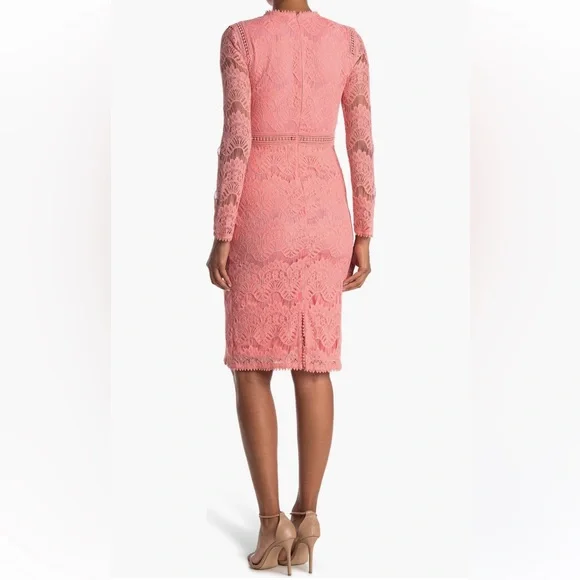 Love By Design Pink Lace Long Sleeve Dress NWT - Picture 2 of 3